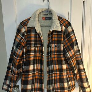 Orange and Black Plaid Teddy Jacket